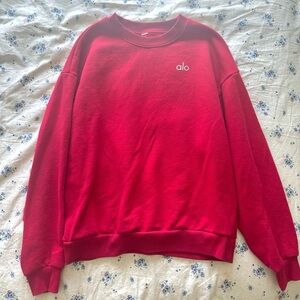 ALO Yoga Red Crewneck Sweater Soft Cotton Relaxed Fit
